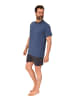 NORMANN Kurzarm Schlafanzug Shorty Pyjama print - 86204 in blau-mel.