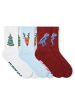 von Jungfeld Tennissocken Kids mit Weihnachtsmotiven Set in Pure White/Light Blue/Wine Red