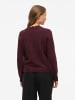 Vila Weicher Strickpullover mit Rundhalsausschnitt und Rippenbündchen in Weinrot