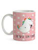 Mr. & Mrs. Panda Tasse Einhorn Sänger mit Spruch in Rot Pastell