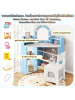 COSTWAY Eck Schminktisch Set Kinder mit Beleuchtung in Blau