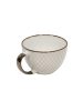 Siaki Collection Großer Becher für Kaffee oder Tee mit Untertasse in Beige, 11,6 x 7,6 x 15 cm