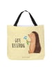 Mr. & Mrs. Panda Shopper Igel Blumen mit Spruch in Gelb Pastell