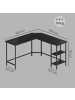 VASAGLE Eckschreibtisch Barnet in Schwarz - (B)140 x (H)76 x (T)140 cm