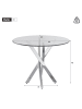 ABRIHOME Esstisch in Silber mit Glasplatte 80x80x75 cm Runder Tisch