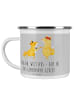 Mr. & Mrs. Panda Camping Emaille Tasse Verlobung Glück mit Spruch in Heather Grey