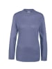 GOLDNER Kurzgröße:  Eleganter Ajourpullover mit Stehbund in rauchblau