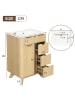 ABRIHOME Waschbeckenunterschrank in Holzton 61 cm mit Wellenoptik 3 Schubladen