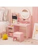 COSTWAY Kinder Schminktisch Set mit Beleuchtung ab 3 Jahren in Rosa