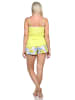 NORMANN Ärmellose Spaghetti Träger Shorty Pyjama floralem print in grün
