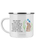 Mr. & Mrs. Panda Camping Emaille Tasse Hase Blume mit Spruch in Weiß