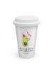 Mr. & Mrs. Panda To Go Becher Avocado Party mit Spruch in Weiß