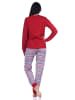 NORMANN langarm Schlafanzug Bündchen Pyjama Ethnolook - 83329 in rot