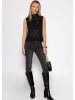 SASSYCLASSY Spitzen-Top mit Stehkragen in Schwarz