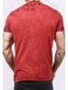 Rusty Neal V-Neck T-Shirt Verwaschen mit Seitlichem Logo Print in Weinrot