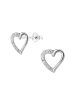 Alexander York Ohrstecker HERZ mit Zirkonia cut-out rhodiniert in 925 Sterling Silber, 2-tlg.