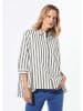 GOLDNER Schlichte Baumwoll-Bluse mit 3/4-Arm in weiß / taupe / gestreift