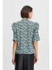 ICHI Kurzarm-Bluse IXNINA Regular fit in Total Eclipse w. Blue Flowers