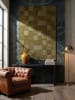 KADIMA DESIGN Teppich Wolle DEBEN Karo Wohnzimmer Modern Schachbrett Muster in Erdtöne-Grün