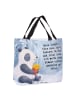 Mr. & Mrs. Panda Tote Bag Panda Winter Pommes Design mit Spruch in Weiß