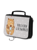 Mr. & Mrs. Panda Schminktasche Bär Baby mit Spruch in Grau Pastell