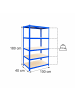 relaxdays Schwerlastregal in Blau/ Braun - (B)100 x (H)180 x (T)40 cm