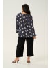 KAFFE curve Langarm-Bluse KCellena in Midnight/Pink Flower Print