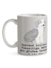Mr. & Mrs. Panda Tasse Bearded Collie Bärenherz mit Spruch in Grau Pastell
