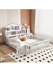 ABRIHOME Kinderbett mit Einlegeböden Stauraum Schutzgitter und Tür 140 x 200 Weiß