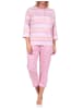 NORMANN Capri Pyjama Schlafanzug kurzarm zarte Streifen - 67021 in rosa