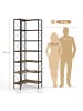 HOMCOM Bücherregal-60L x 60B x 200H cm-Rustikal-Braun