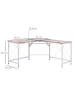 HOMCOM Eckschreibtisch-L150 x B150 x H76 cm-Natur + Weiß