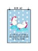Mr. & Mrs. Panda Poster Einhorn Sekt mit Spruch in Blau Pastell
