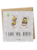 Mr. & Mrs. Panda Deluxe Karte Bienen Paar mit Spruch in Grau Pastell