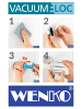 Wenko Vacuum-Loc WC-Garnitur Quadro Edelstahl in Silbern, 12,5 x 37 x 9,5 cm
