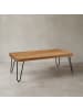 KADIMA DESIGN Couchtisch aus Massivholz, rechteckig mit Metallbeinen, handgefertigt in Beige