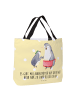 Mr. & Mrs. Panda Tote Bag Pinguin mit Kind mit Spruch in Gelb Pastell