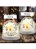 Mr. & Mrs. Panda Schneekugel Pinguin Lagerfeuer mit Spruch in Naturpapier
