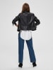 SELECTED FEMME Kurze Leder Jacke Lammleder Biker Jacket SLFKATIE Cropped Coat in Schwarz