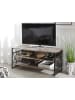 Beliani TV-Schrank CARLISLE in Braun/Schwarz - (W) 120 x (H) 56 x (L) 51 cm