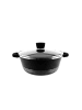 Almina Kochtöpfe Schwarz mit Glasdeckel Antihaft in Schwarz