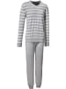 Erwin Müller Single-Jersey Schlafanzug in grau meliert/weiß