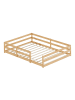 ABRIHOME Kinderbett in Natur mit 4 Seiten Gitter Kiefernholz ohne Lattenrost 140 x 200cm