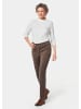 GOLDNER Kurzgröße:  Bi-elastische Hose, Veloursleder-Look in taupe