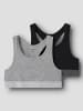name it Bustier 2er Pack in black/grey melange