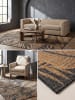 KADIMA DESIGN Teppich Outdoor VIGOLENO Boho botanisch Schlafzimmer Diele in Schwarz-Sandbraun