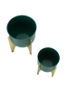 Mauro Ferretti Gold- und grüne Metall-Pflanztöpfe, 2er-Set, Ø 24,5 x 26–19 x 21 cm