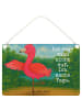Mr. & Mrs. Panda Holzplakette Flamingo Yoga Design mit Spruch in Weiß
