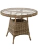 tectake Aluminium Rattan Balkontisch mit Glasplatte, pflegeleicht, 91x73,5cm