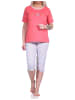 NORMANN Schlafanzug Capri Pyjama BlümchenMuster und Caprihose - 74528 in rot